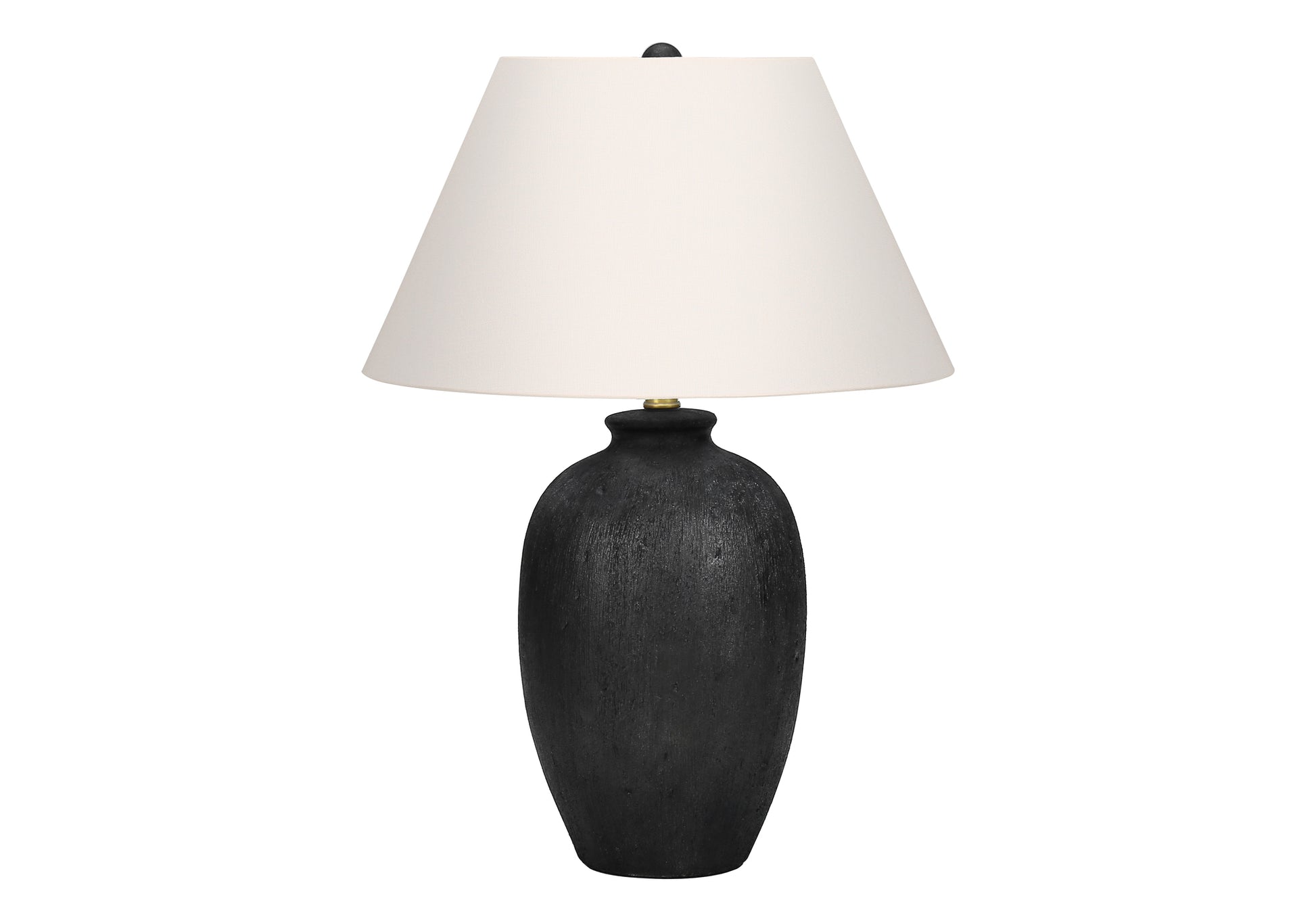 Lighting, 24"H, Table Lamp, Black Ceramic, Ivory Cream Shade, Modern Black Ceramic