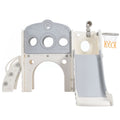 7 In 1 Toddler Slide Set, Freestanding Space Set With Slide, Kids Slide Playset Structure, Arch Tunnel And Basketball Hoop, Toy Storage Organizer For Toddlers, Kids Climbers Playground Grey White 50 99 Lbs Cute 1 To 2 Years Hdpe Indoor & Outdoor Use