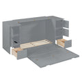 Full Size Murphy Bed With Drawers, Cabinets And Usb Ports,Gray Full Gray Mdf Lvl