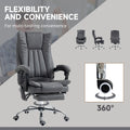 Vinsetto Microfiber Office Chair, High Back Computer Chair With 6 Point Massage, Heat, Adjustable Height And Retractable Footrest, Dark Blue Rock Grey Polyester