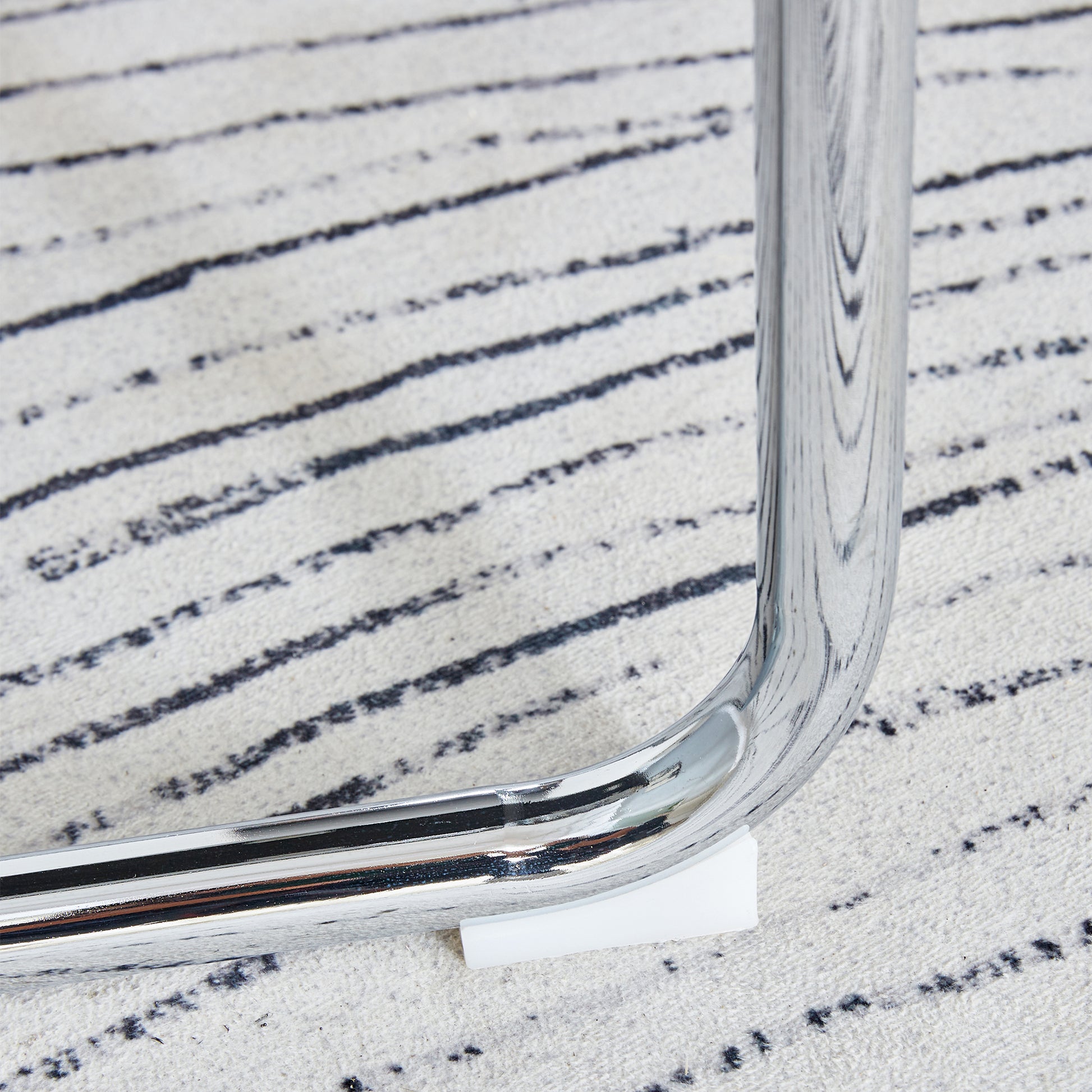 Table And Chair Set.Large Minimalist Rectangular Glass Dining Table For 6 8 With 0.39" Tempered Glass Tabletop And Silver Chrome Metal Legs.Paried With Comfortable Chairs With Pu Seats And Metal Legs. Silver Seats 8 Glass Metal