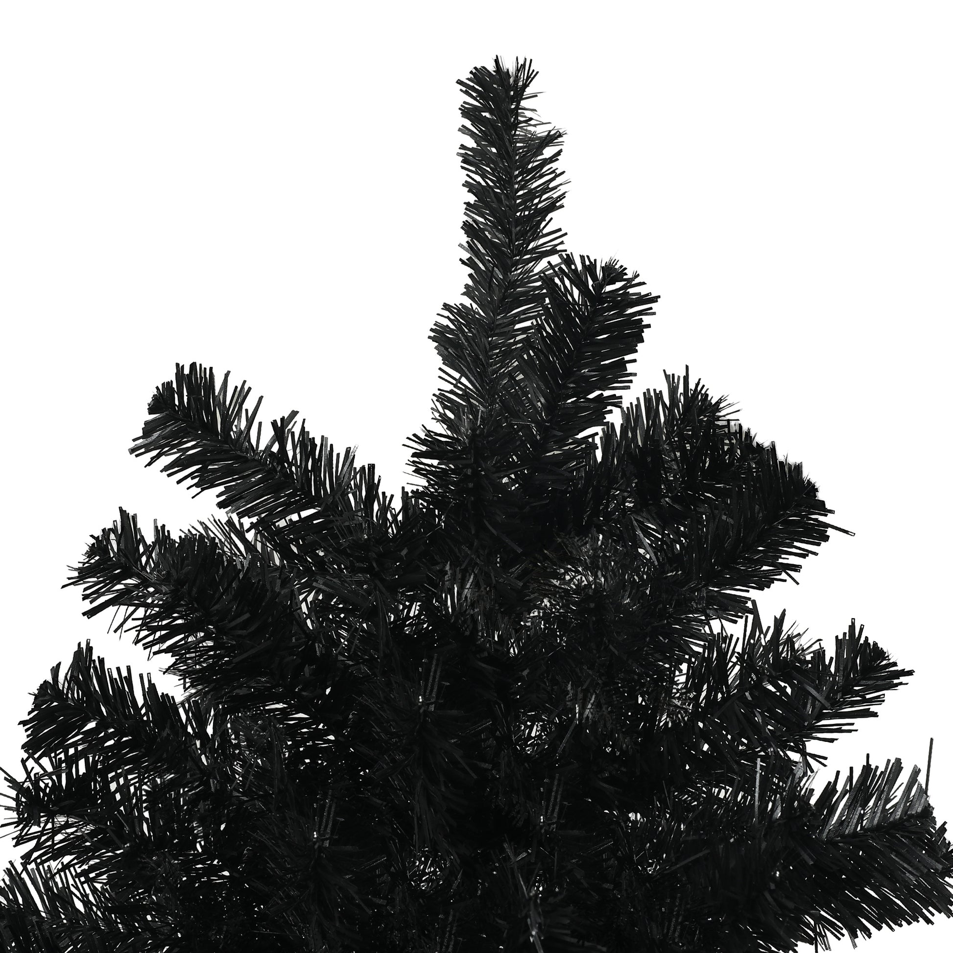 Homcom 7.5Ft Tall Artificial Christmas Tree, Unlit Xmas Tree With 1346 Branch Tips, Auto Open, Steel Base, Holiday D Cor For Home Office, Black Black Steel