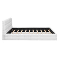 Queen Size Upholstered Platform Bed, White Box Spring Not Required Queen White Wood Bedroom Bed Frame Upholstered