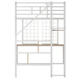 Twin Loft Bed With Desk And Storage Wardrobe, Heavy Duty Loft Bed With Stairs And Metal Grid, Twin Size Loft Bed, No Box Spring Needed, White Loft Bed Twin Size White Box Spring Not Required Twin