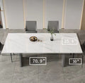 70.9 In Dining Table With Sintered Stone Table Top, Marble Dining Table Modern Kitchen Table For Living Room, Dining Room,Home And Office, White Table Matte White Carbon Steel Sintered Stone