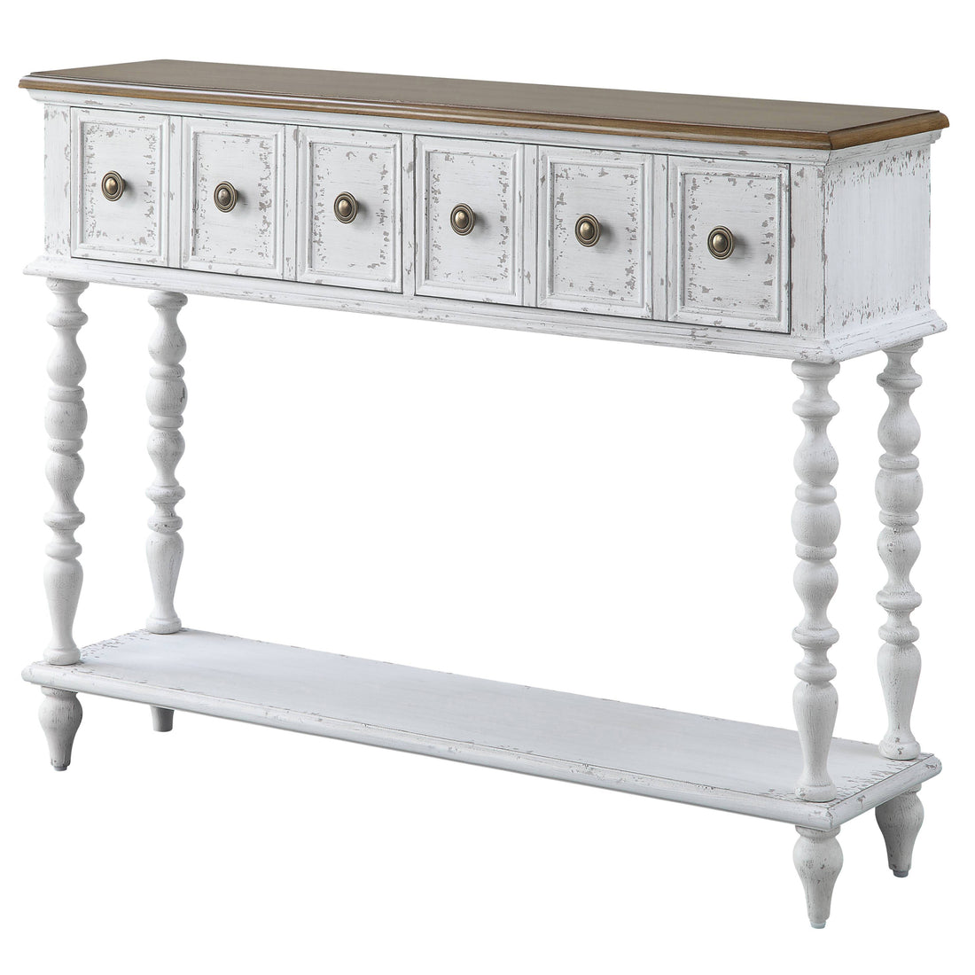 Dark Charcoal And Antique White Console Table White Primary Living Space Rubberwood Drawers Rectangular Wood