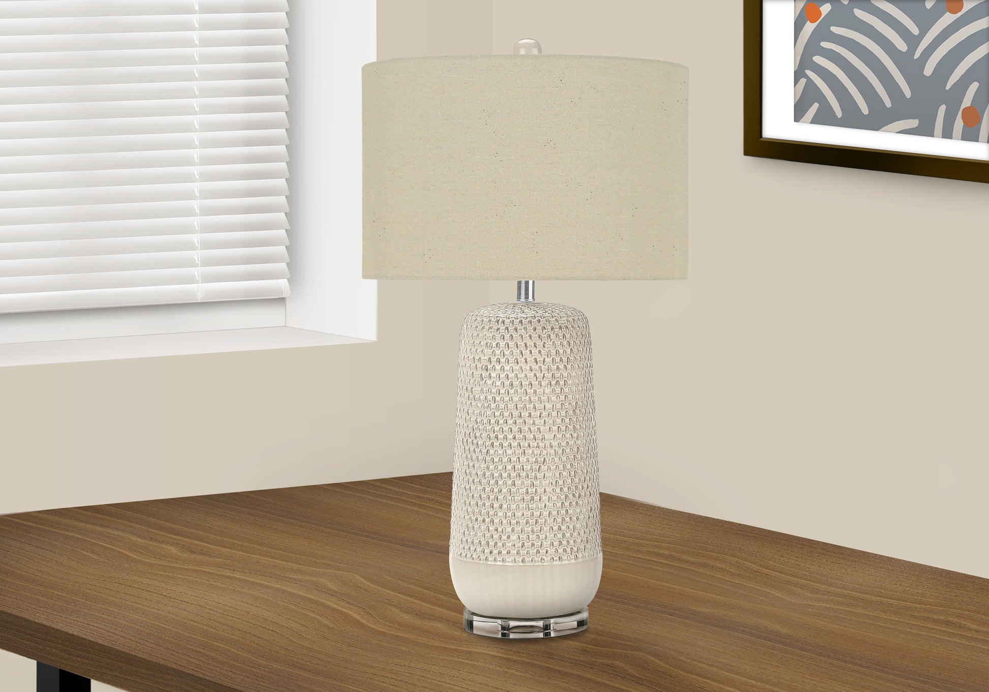 Lighting, 31"H, Table Lamp, Cream Ceramic, Beige Shade, Contemporary Cream Ceramic