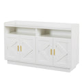 Dresser Cabinet,Barcabinet,Buffet Sideboard Storage Cabinet,Buffet Server Console Tablestorge Cabinetsolid,For Dining Room,Living Room,Kitchenhallway,Shaped Door Panels, Gold Metal Handle,Color: White Standard 5 Or More Spaces Distressed Finish White