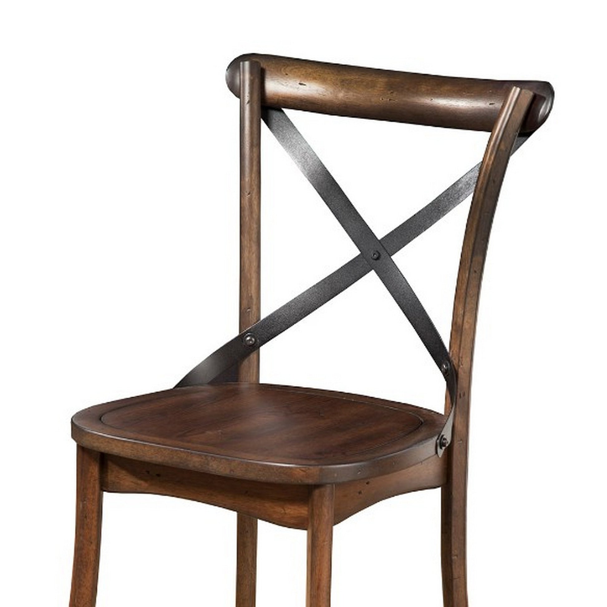 Convenient Metal Accented Side Chairs In Rubberwood Set Of 2 Brown Brown Wood