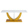 Coffee Table.Modern Minimalist Tempered Glass With Sticker Desktop ,Golden Mdf Legs And Stainless Steel Decorative Columns. Lightweight And Easy To Move. Ct 907 Golden Mdf Glass