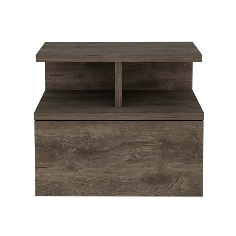 Adele Floating Nightstand With Drawer And Open Storage Shelves Brown 1 Drawer Bedroom Open Storage Modern Shelf Particle Board Engineered Wood