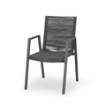 Outdoor Modern Aluminum Dining Chair With Rope Seat Set Of 2 , Gray And Dark Gray Dark Grey Aluminium