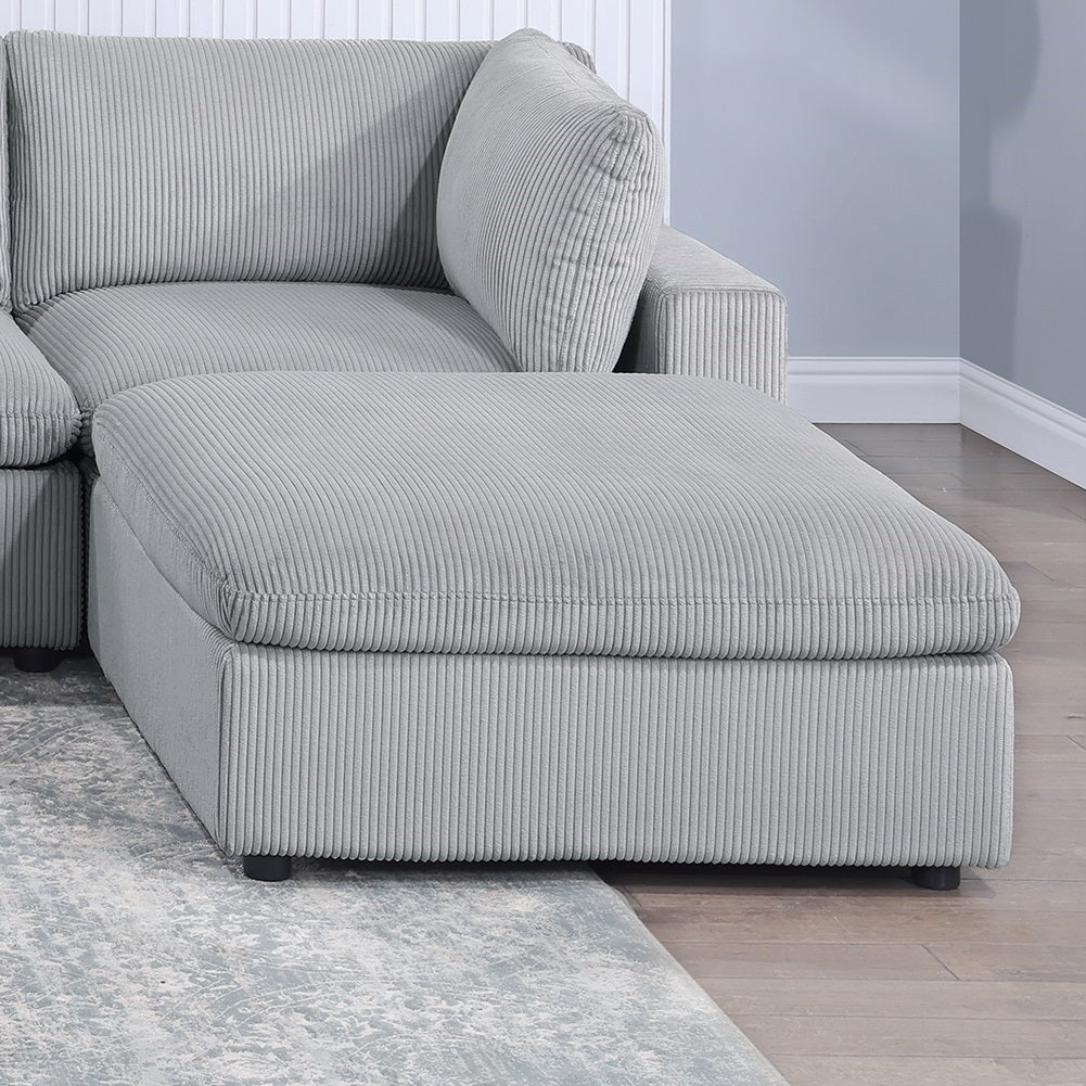 Dark Gray Color 7Pc Modular Sectional Set Corduroy Upholstery Couch 2X Corner Wedge 2X Armless Chairs 3X Ottomans Living Room Furniture Dark Gray Primary Living Space Cushion Back