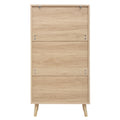 3 Door Shoe Rack, Freestanding Modern Shoe Storage Cabinet, For Entryway Natural Mdf