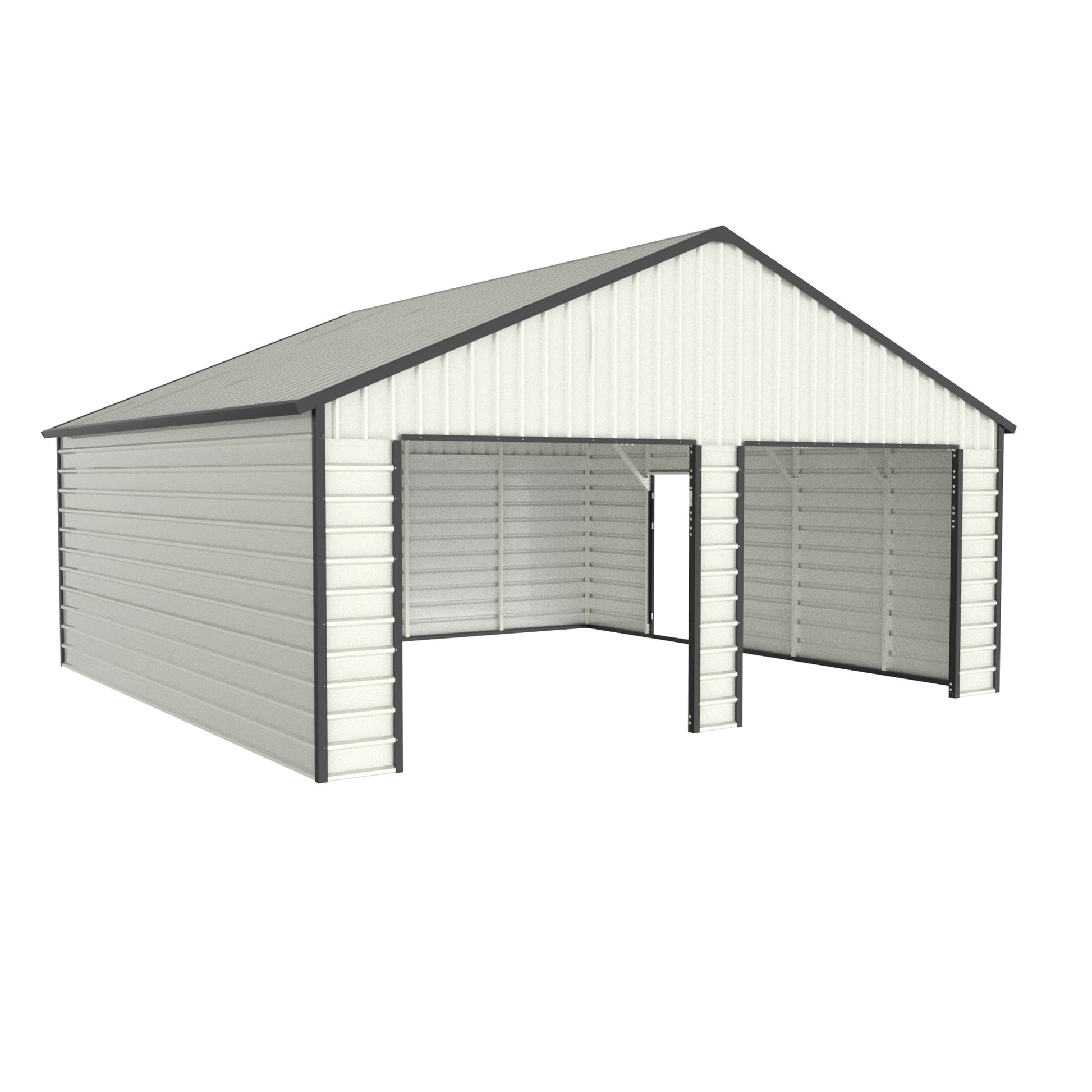 23Ft X 22Ft Double Garage Metal Shed With Side Entry Door,Can Storage Power Tools, Motorized Machinery, Farm Equipment, Pick Up Truck Cream Garden & Outdoor Metal