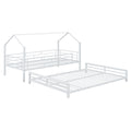 Metal House Bunk Bed, Twin Over Full, White Full White Metal