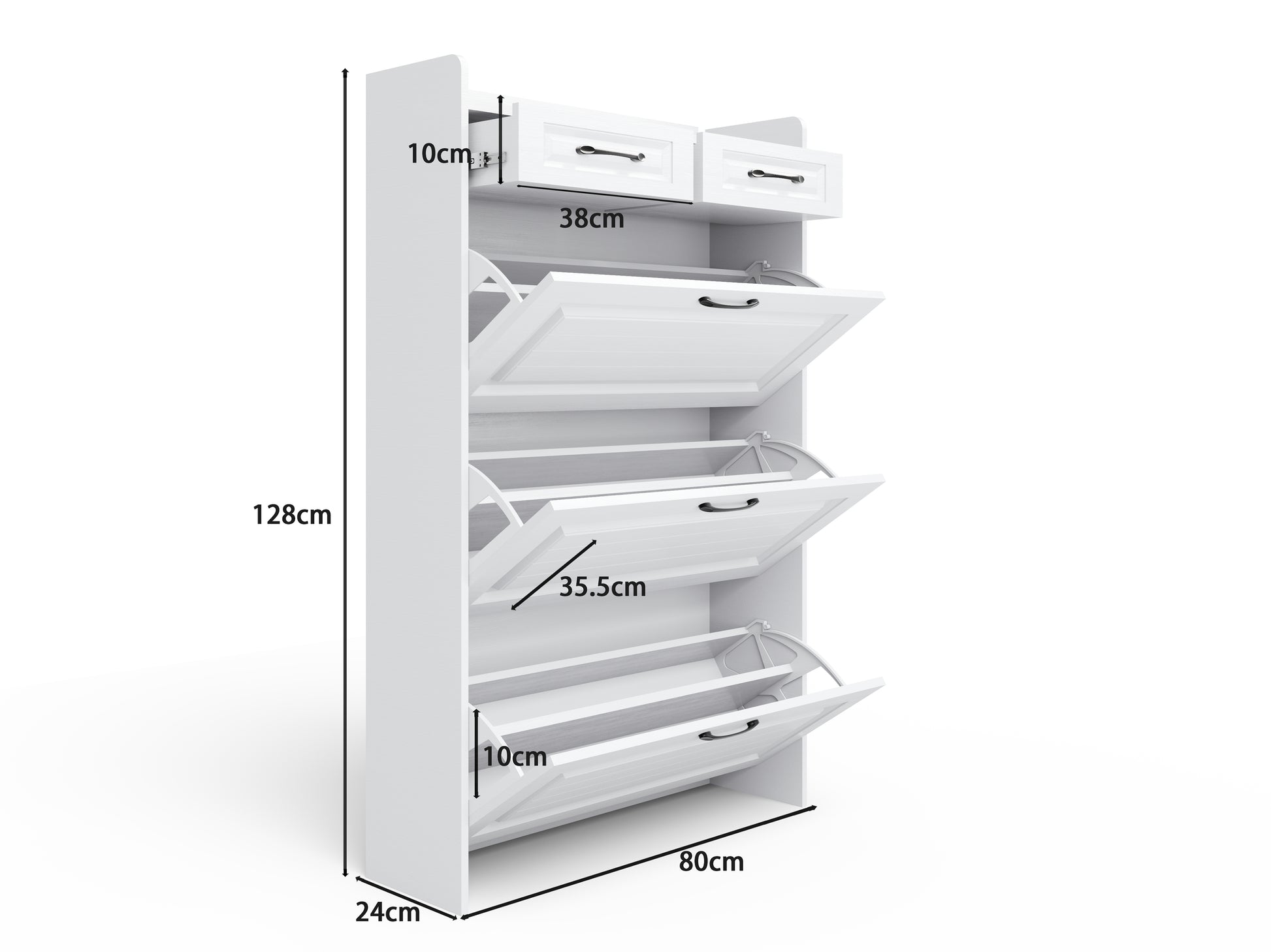 Shoe Storage Cabinet For Entryway, Hidden Shoe Cabinet With 3 Doors 2 Drawers Slim Shoe Cabinet, Freestanding Shoe Organizer Rack For Entryway, Apartment White Freestanding 5 Or More Drawers