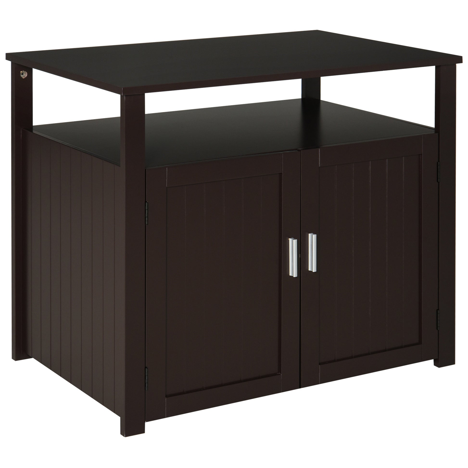 Pawhut Wooden Cat Litter Box Enclosure Furniture With Adjustable Parti