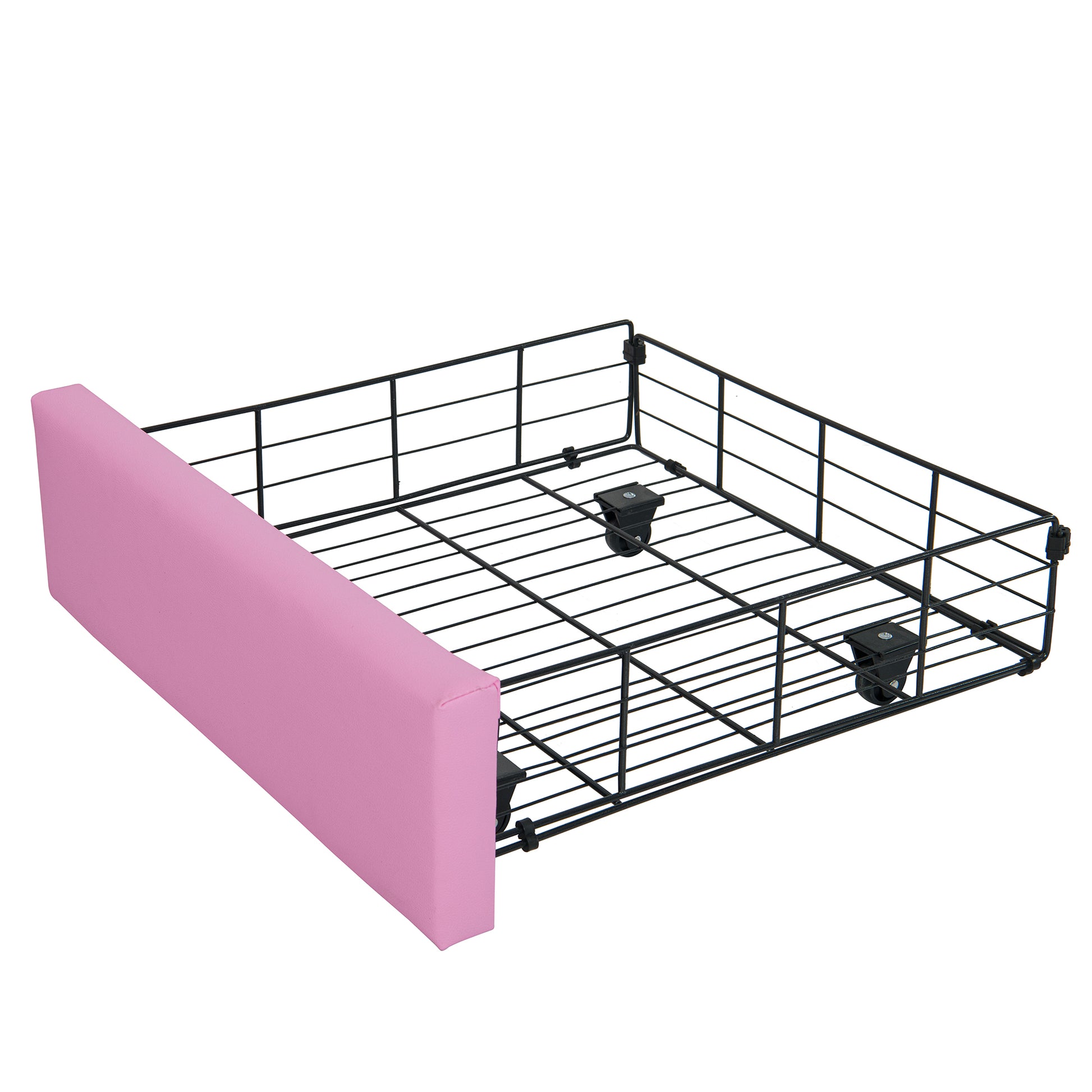 Full Size Upholstered Bed Frame With Led Lights, Modern Upholstered Princess Bed With Crown Headboard, 2 Drawers, Pink White Box Spring Not Required Full Pink White Wood Bathroom Modern Bed Frame Pu