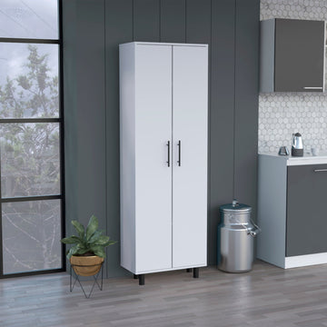Multistorage Cabinet 71"H, Five Internal Shelves, Two Doors, White White Particle Board Particle Board