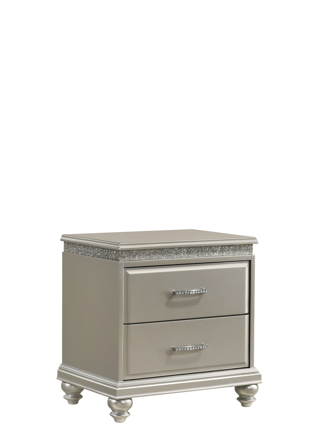 Valiant Nightstand Pearl Silver Silver White Wood