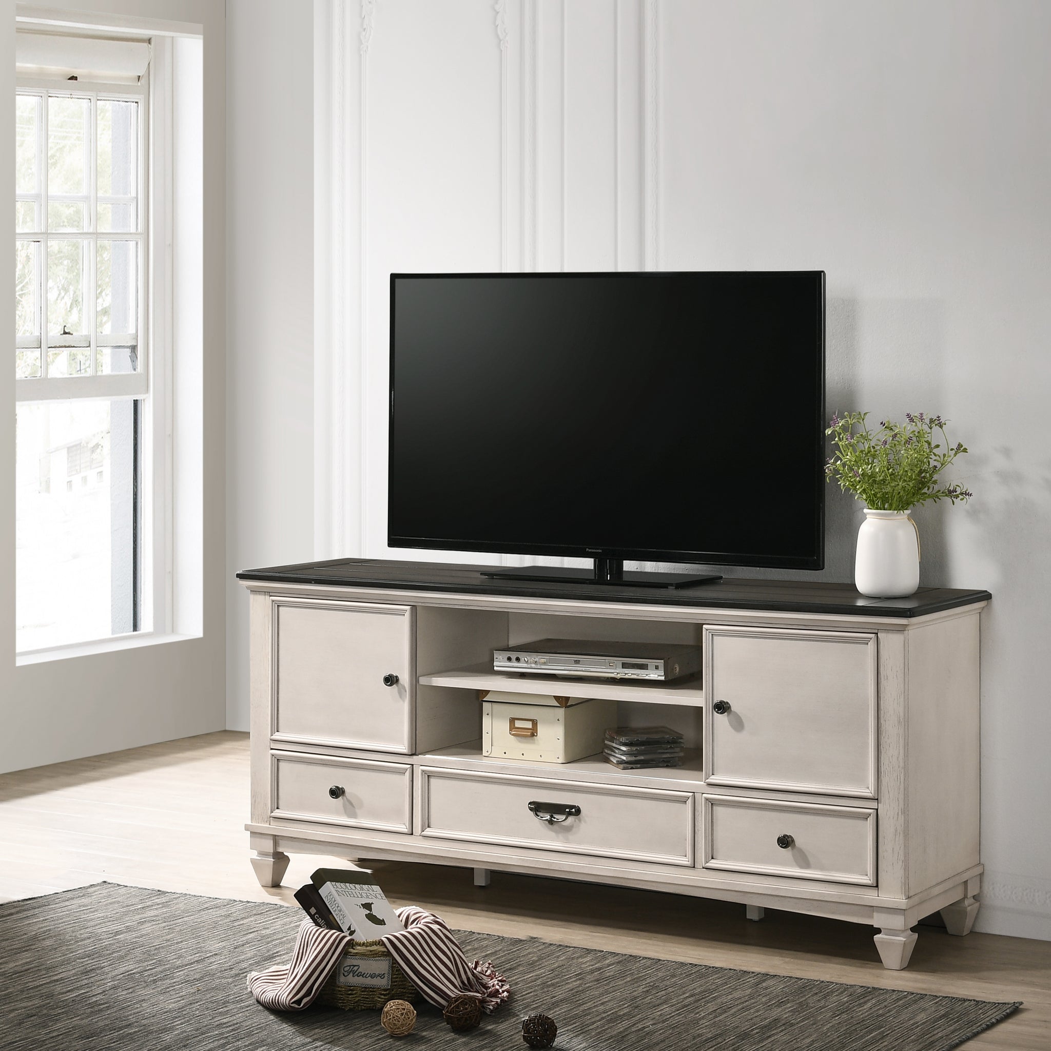 Sawyer Tv Stand Beige Beige Wood