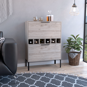 Depot E Shop Staten Bar Cabinet, Two Door Flexible Cabinets, Light Gray Gray Particle Board Particle Board