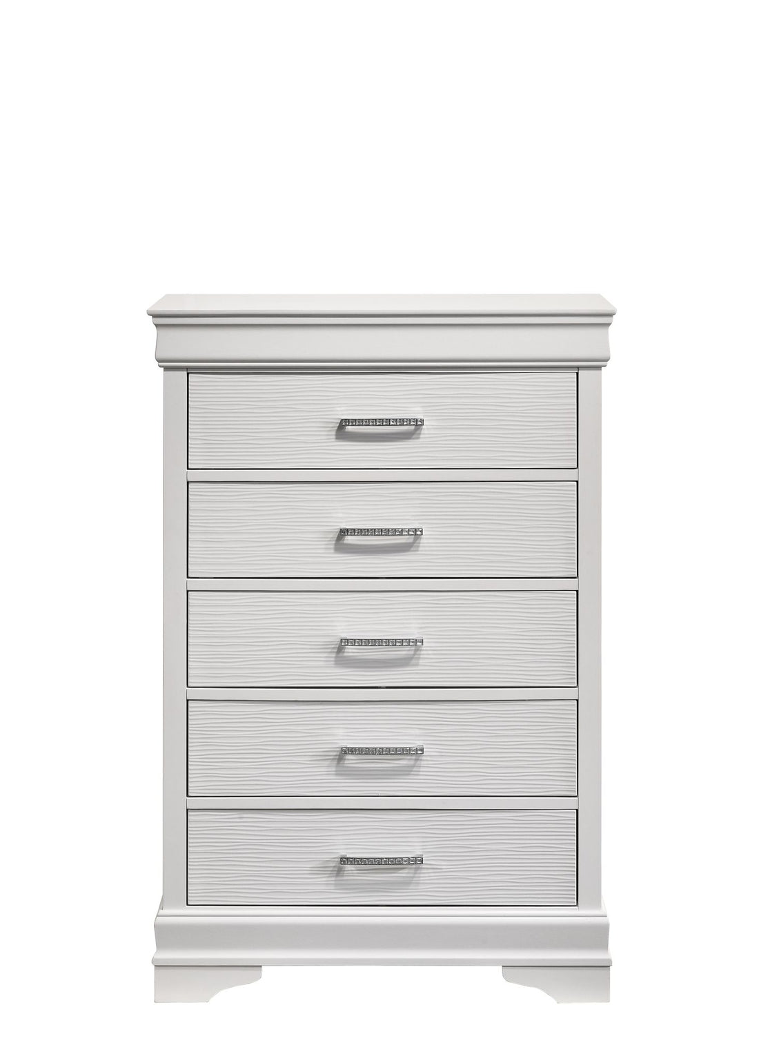 Modern Brooklyn 5 Drawers Chest Made With Wood In White White Bedroom Modern Acacia Upholstered Wood