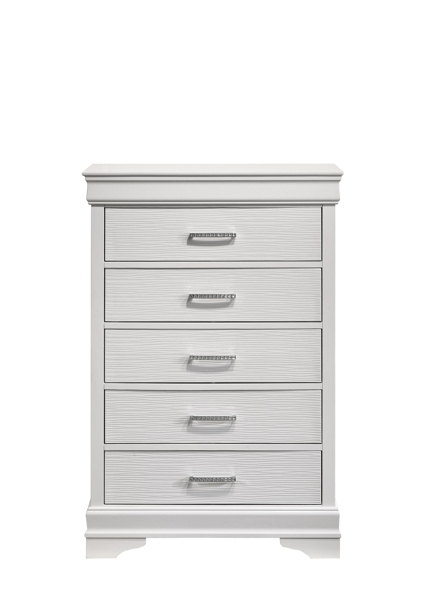 Modern Brooklyn 5 Drawers Chest Made With Wood In White White Bedroom Modern Acacia Upholstered Wood