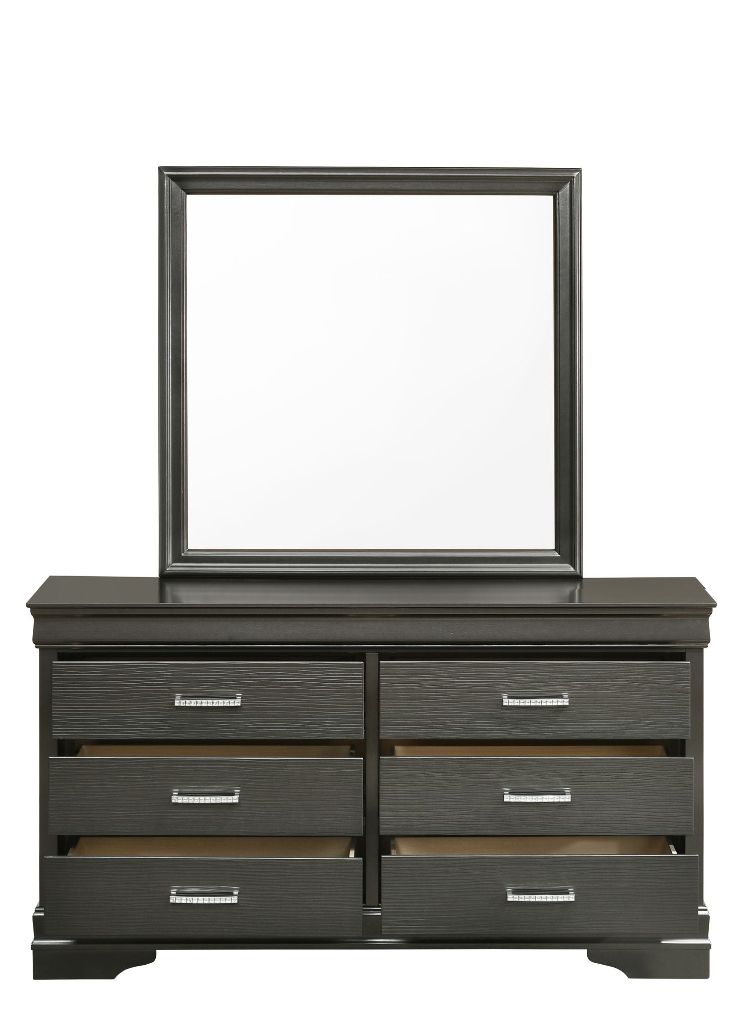 Modern Brooklyn 6 Drawer Dresser Made With Wood In Gray Gray Bedroom Modern Acacia Upholstered Wood