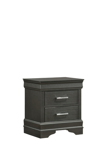 Brooklyn Modern Style Nightstand Made With Wood In Gray Gray 2 Drawers Bedroom Modern Acacia Drawers Upholstered Wood