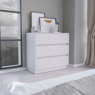 Dresser 31"H, 3 Drawers, Chest Of Drawers, White White Bedroom Modern Particle Board Particle Board