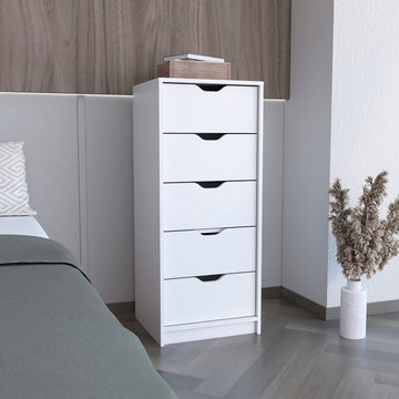Basilea 5 Drawers Tall Dresser, Pull Out System White White White Drawer 5 Drawers & Above Bedroom Modern 5 White Particle Board Particle Board