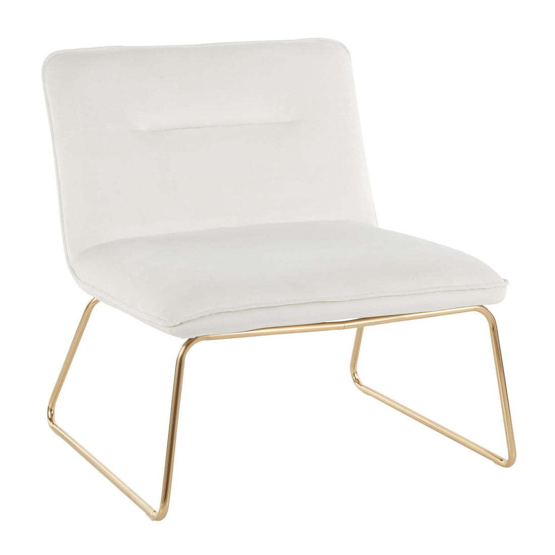Casper Contemporary Accent Chair in Gold Metal and cream-foam-velvet