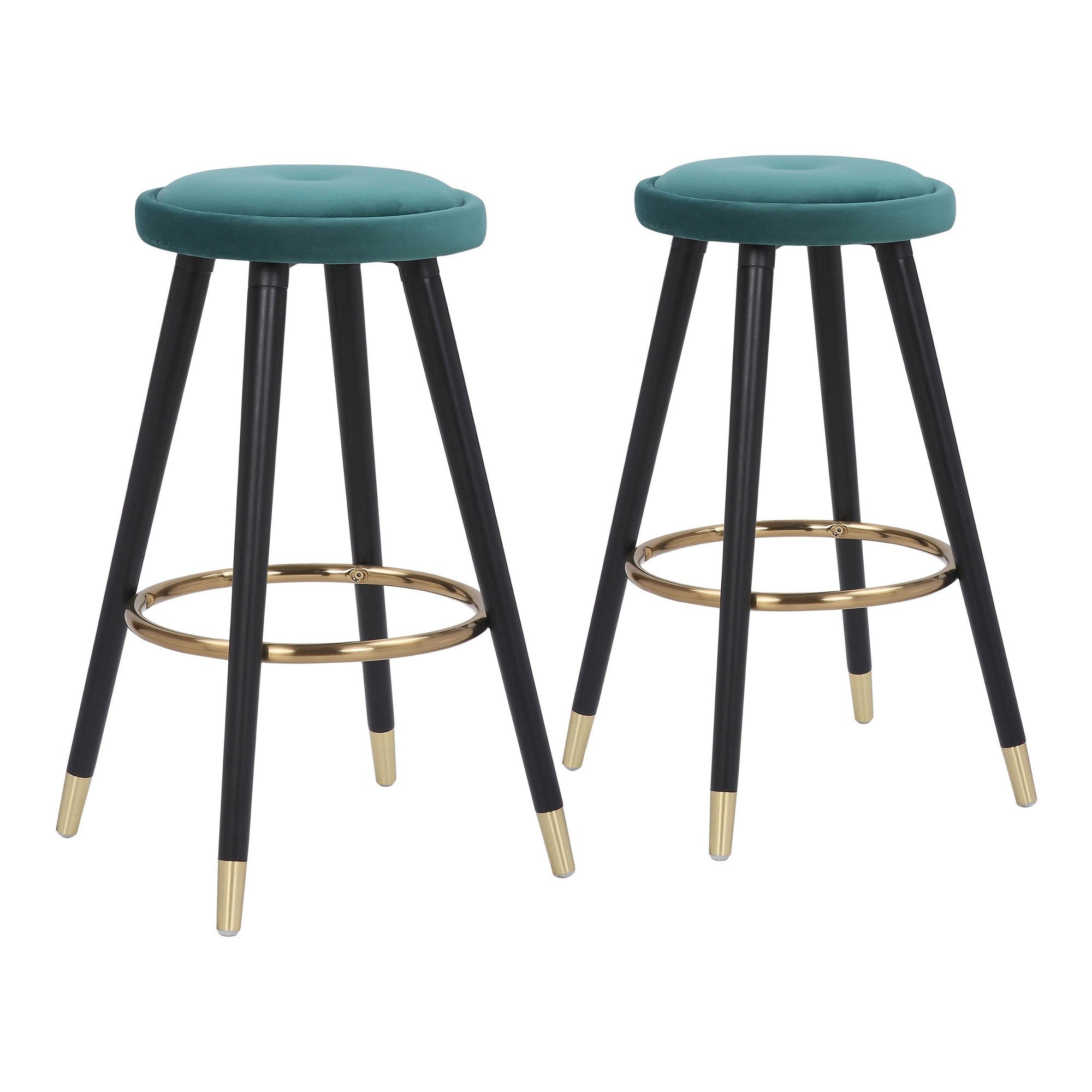Cavalier Glam Counter Stool in Black Wood and Blue