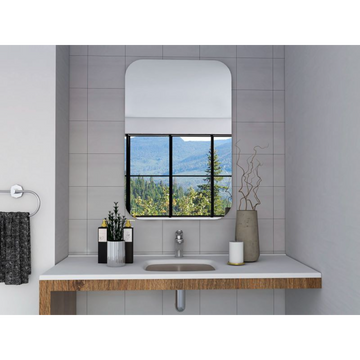 Depot E Shop Mirror Saint Claire, Frameless Round Corners, Looking Glass, Clear Clear Particle Board Particle Board