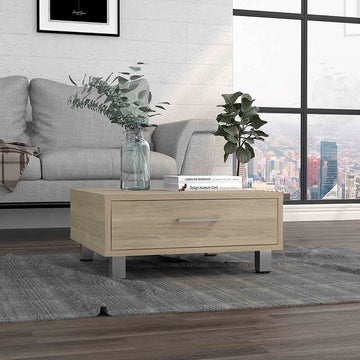 Coffee Table, Four Legs, One Drawerlight Pine Beige Particle Board Particle Board