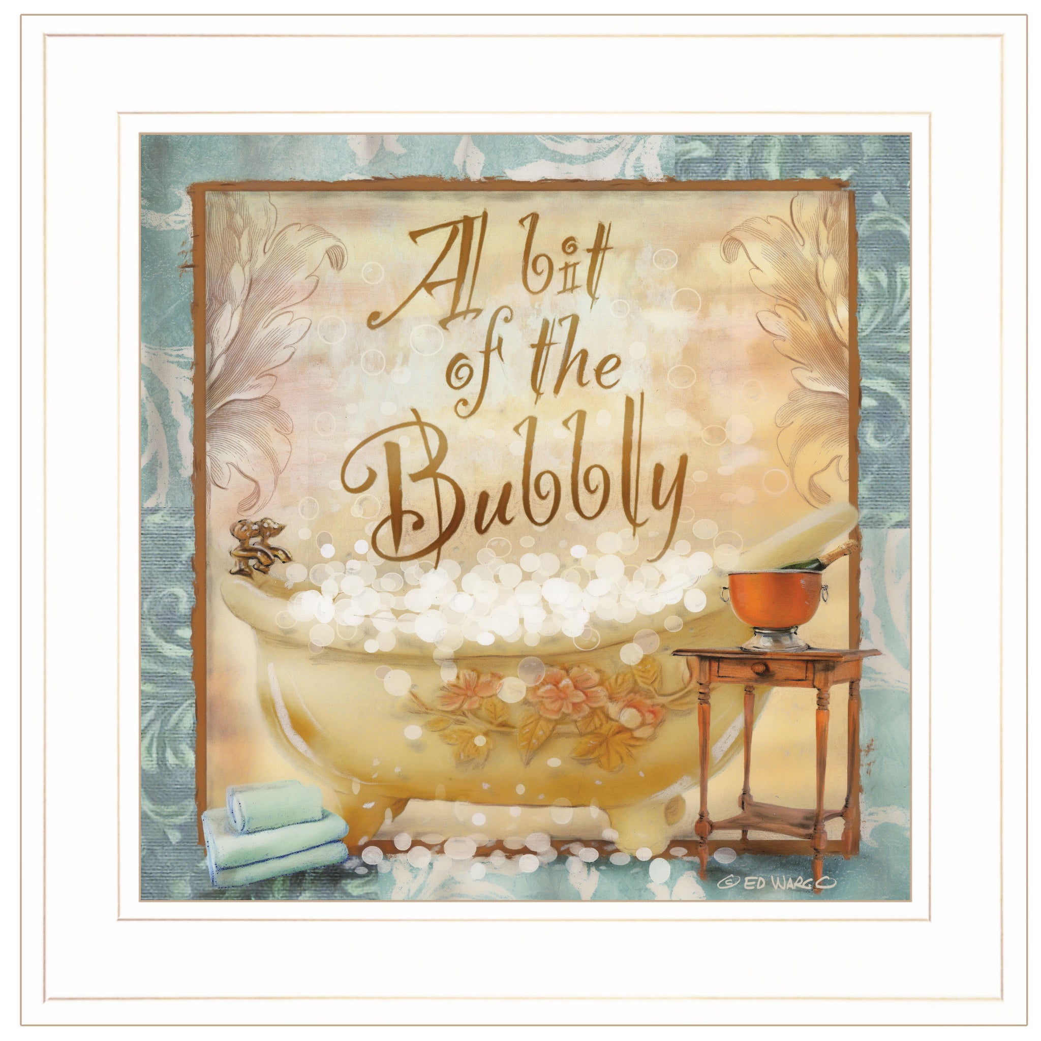 "A Bit of Bubbly" By Ed Wargo, Ready to Hang Framed multicolor-paper