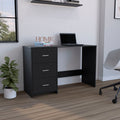 Azalea 3 Drawers Writing Desk, Black Black Particle Board Particle Board