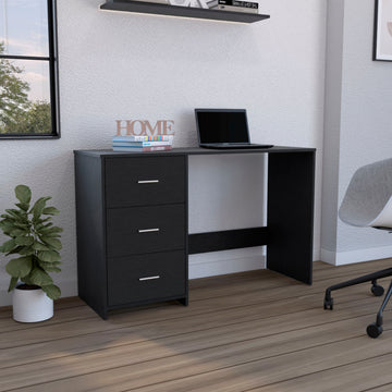 Writing Desk, 3 Drawers, Black Black Particle Board Particle Board