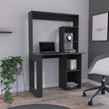 Writing Computer Desk With Storage Shelves And Hutch, Black Black Particle Board Particle Board
