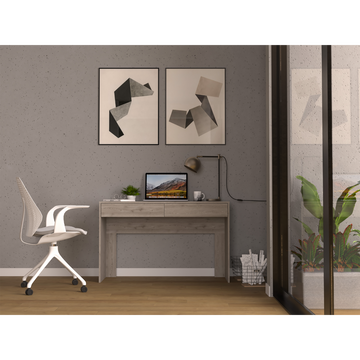 Computer Desk With Two Drawers Writinglight Gray Gray Particle Board Particle Board