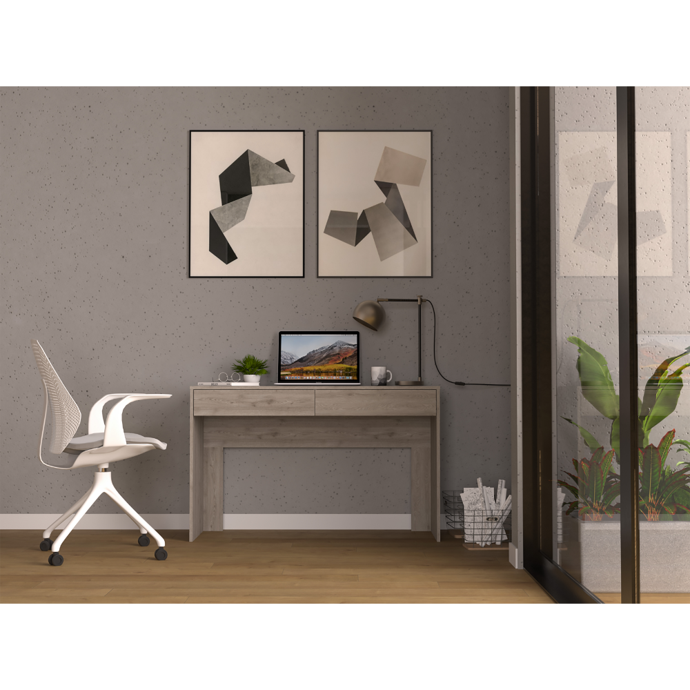 Acanto 2 Drawer Writing Computer Desk, Light Gray Gray Particle Board Particle Board