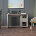 Computer Desk With 1 Drawer And 2 Open Storage Shelves, Light Gray Gray Particle Board Particle Board