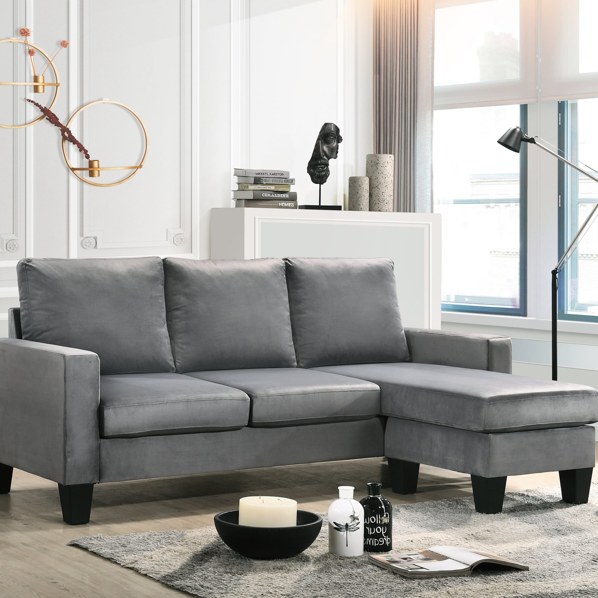 Jessica G0511 Sch Sofa Chaisegray Gray Foam Velvet