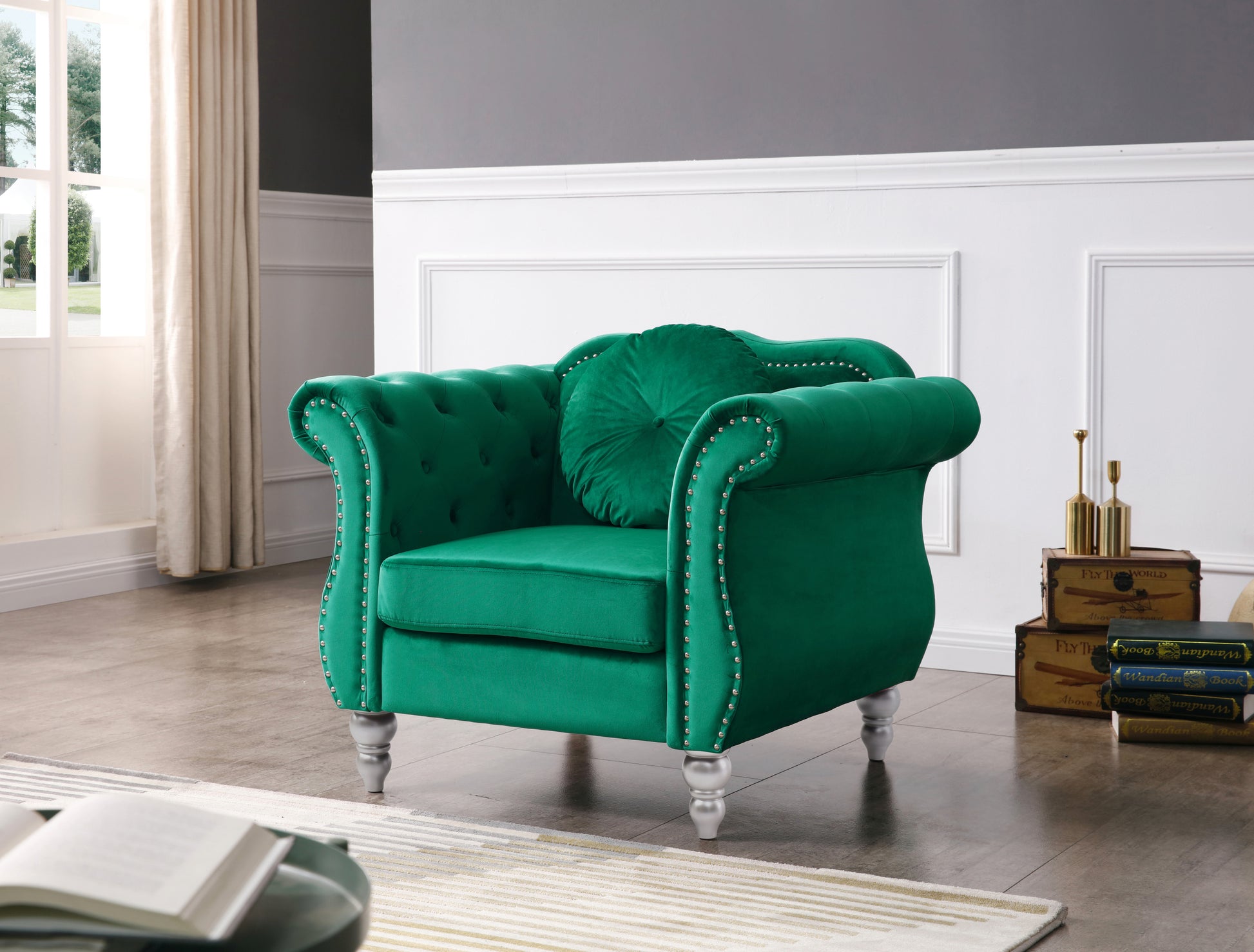Hollywood G0662A C Chairgreen Green Foam Velvet