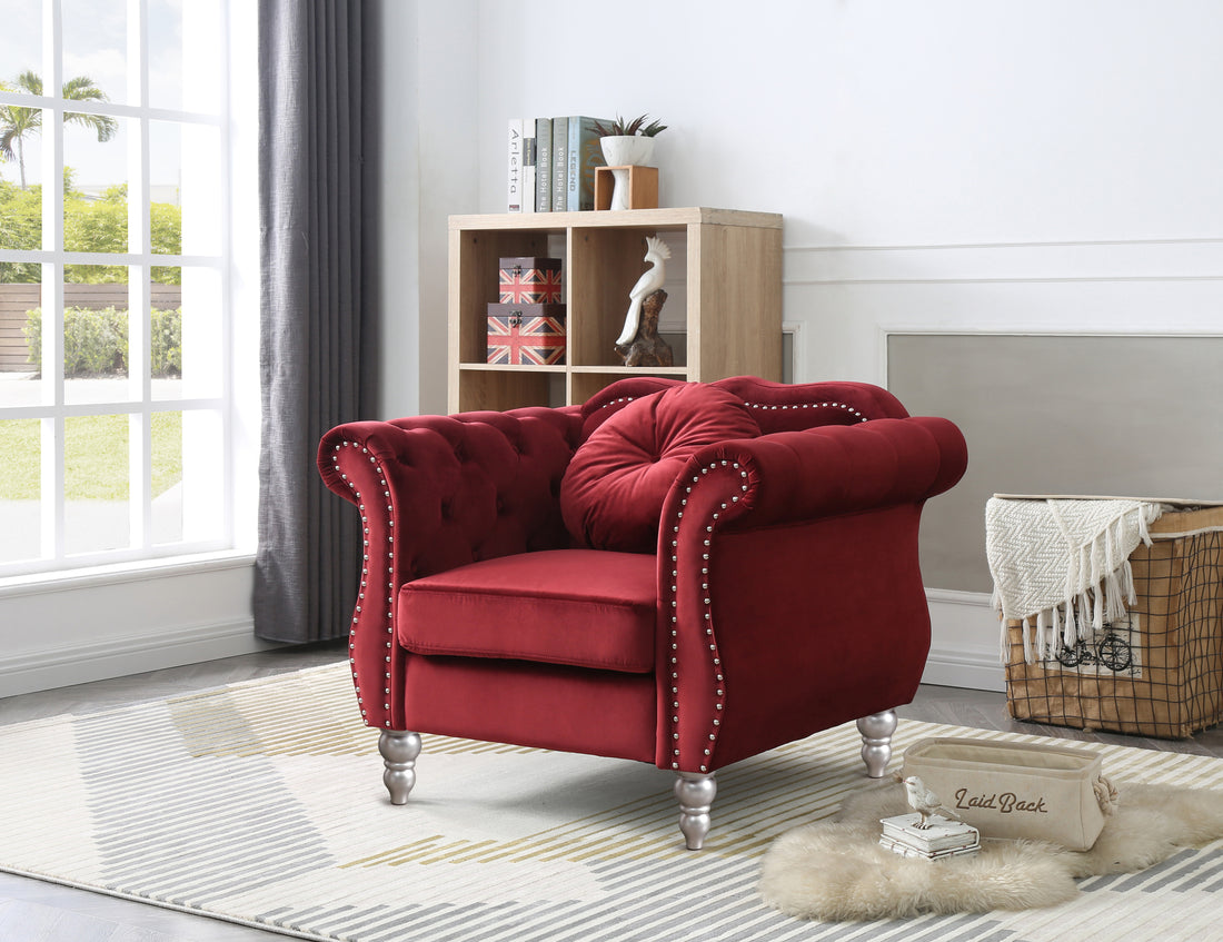 Hollywood G0669A C Chairburgundy Burgundy Foam Velvet