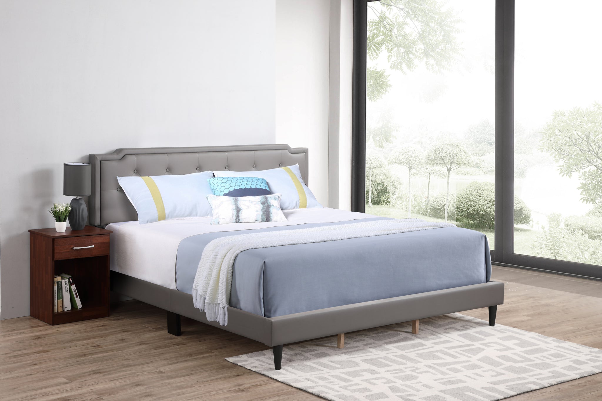 Deb G1112 KB UP King Bed All in One light grey-foam-pu