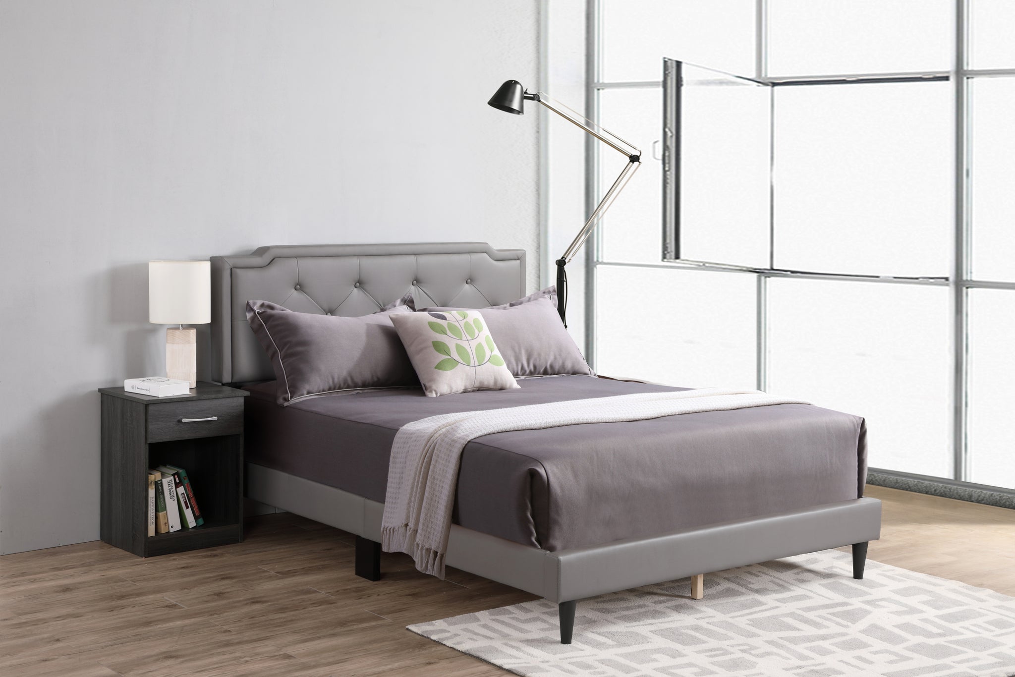 Deb G1112 QB UP Queen Bed All In One light grey-foam-pu