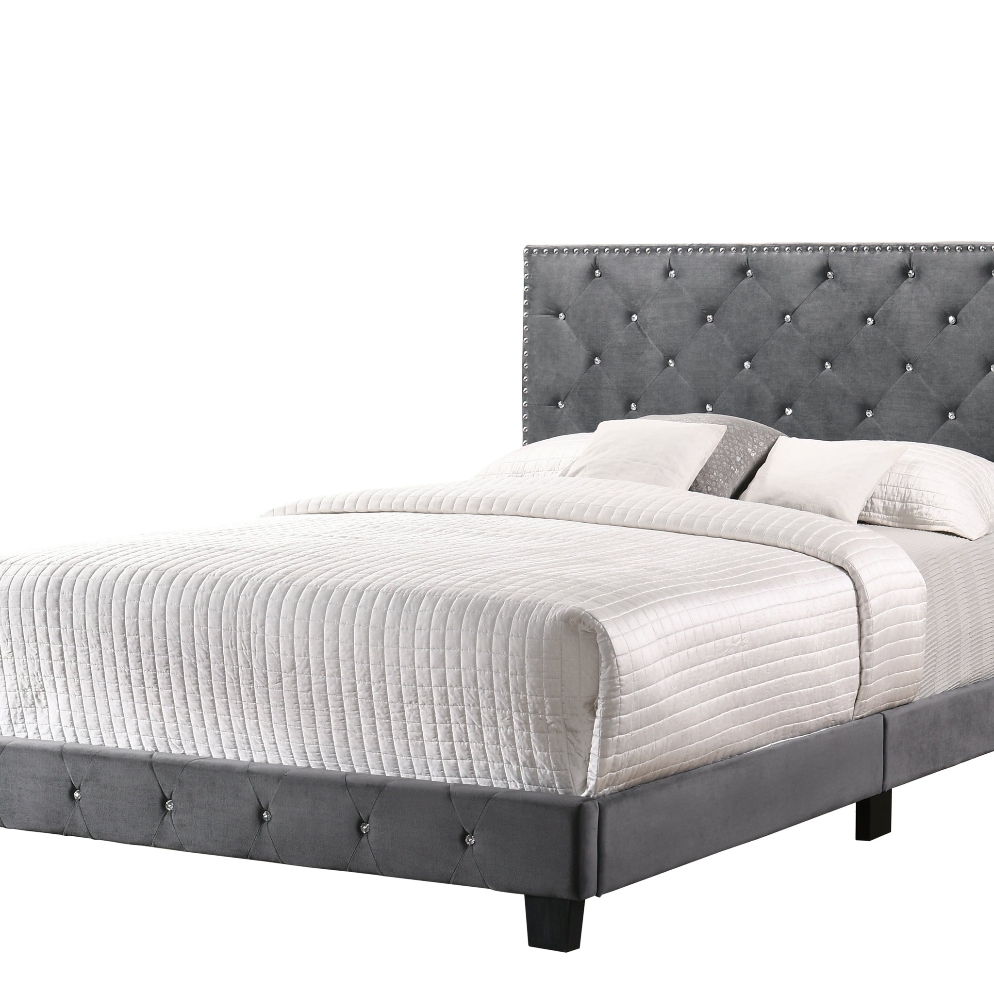 Sophisticated Gray Queen Bed With Style Gray Foam Velvet